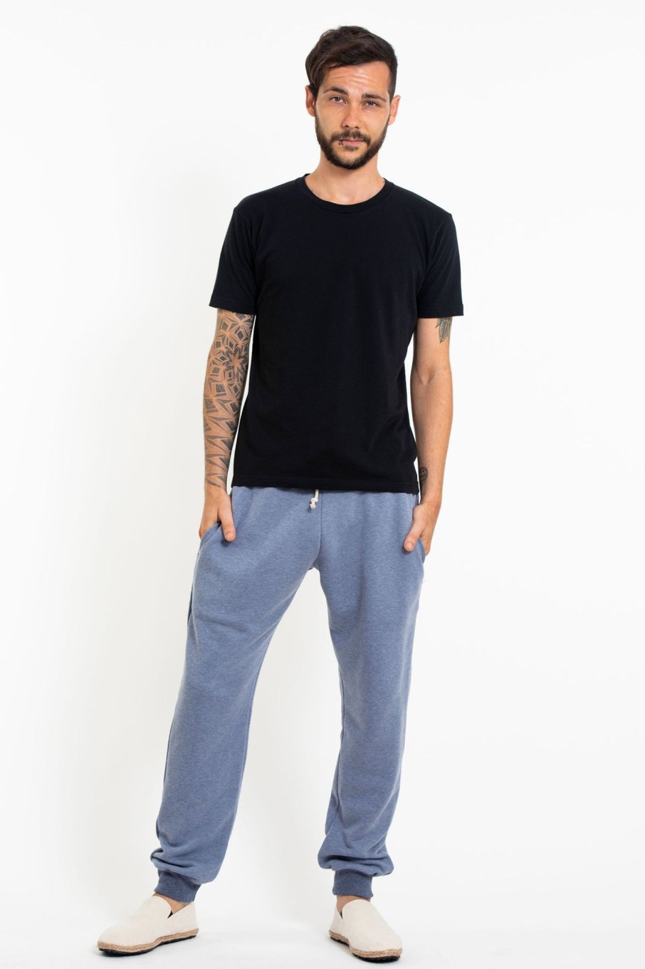 Men HaremPants | Men'S Terry Pants With Aztec Pockets In Light Blue