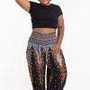 Plus Size HaremPants | Plus Size Peacock Feathers Women'S Harem Pants In Black