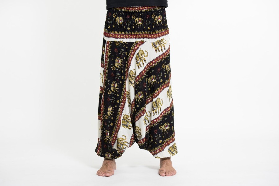 Men HaremPants | Elephant Bliss Drop Crotch Men'S Elephant Pants In Black