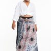 Plus Size HaremPants | Plus Size Paisley Mandalas Handkerchief Midi Skirt In Silver Gray