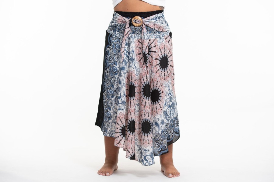 Plus Size HaremPants | Plus Size Paisley Mandalas Handkerchief Midi Skirt In Silver Gray