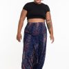 Plus Size HaremPants | Plus Size Peacock Feathers 2-In-1 Jumpsuit Harem Pants In Blue