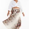 Women HaremPants | Plus Size Floral Handkerchief Midi Skirt In Cream