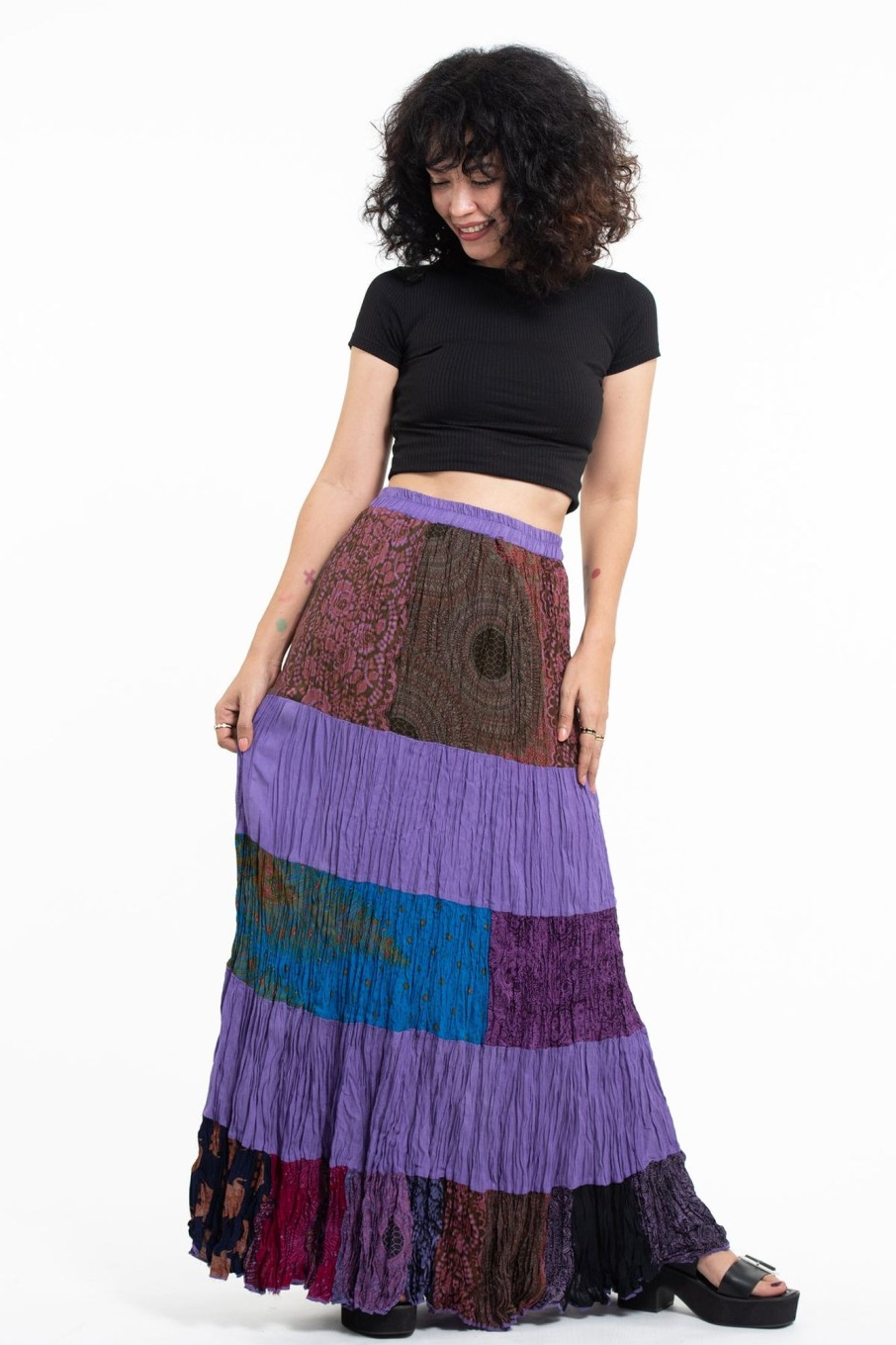 Women HaremPants | Patchwork Long Skirt In Purple