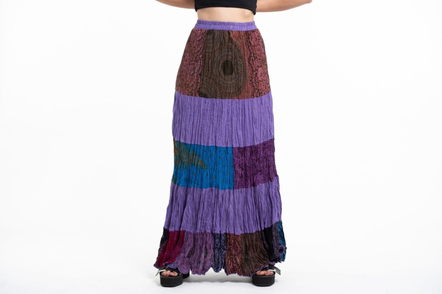 Women HaremPants | Patchwork Long Skirt In Purple