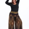 Plus Size HaremPants | Plus Size Peacock Eyes Palazzo Style Harem Pants In Brown Gold