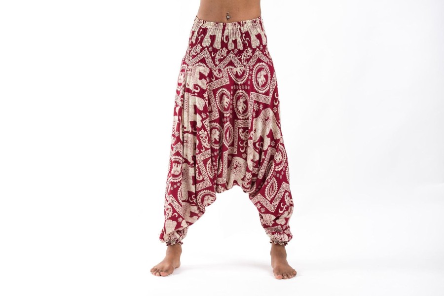 Women HaremPants | Imperial Elephant 2-In-1 Jumpsuit Elephant Pants In Red