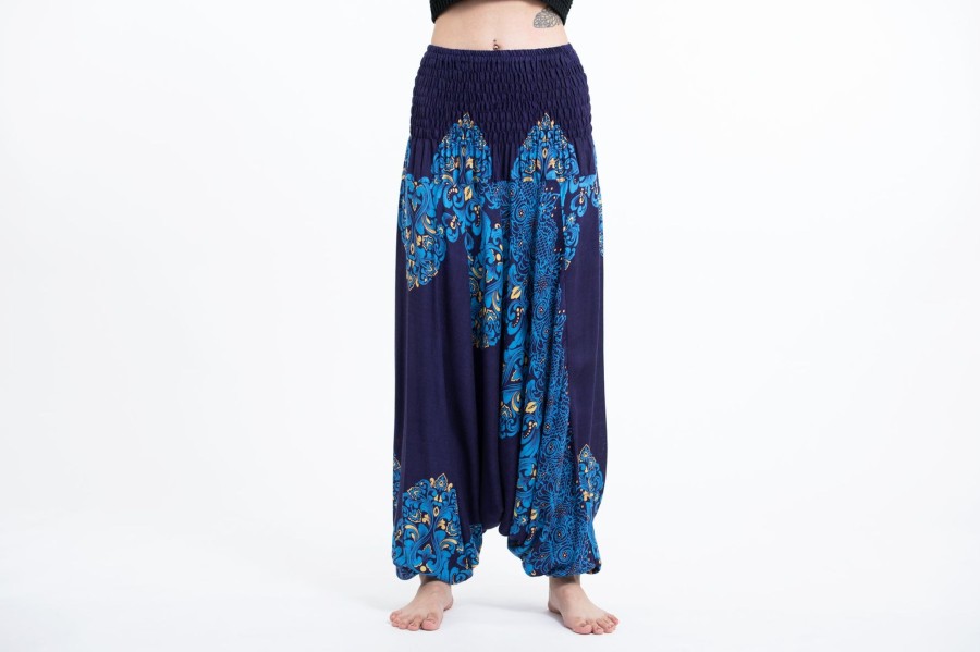 Women HaremPants | Floral Vines 2-In-1 Jumpsuit Harem Pants In Blue