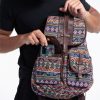 Accessories HaremPants | Tribal Woven Fabric With Faux Leather Backpack 03 Multi