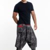 Men HaremPants | Paisley Thai Hill Tribe Fabric Men'S Harem Pants With Ankle Straps Gray