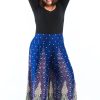 Plus Size HaremPants | Plus Size Peacock Feathers Palazzo Style Harem Pants In Blue