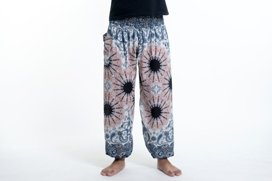 Men HaremPants | Paisley Mandalas Men'S Harem Pants In Silver Gray