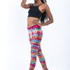 Women HaremPants | Melting Stripes Tie Dye Cotton Capri Leggings In Pink Rainbow