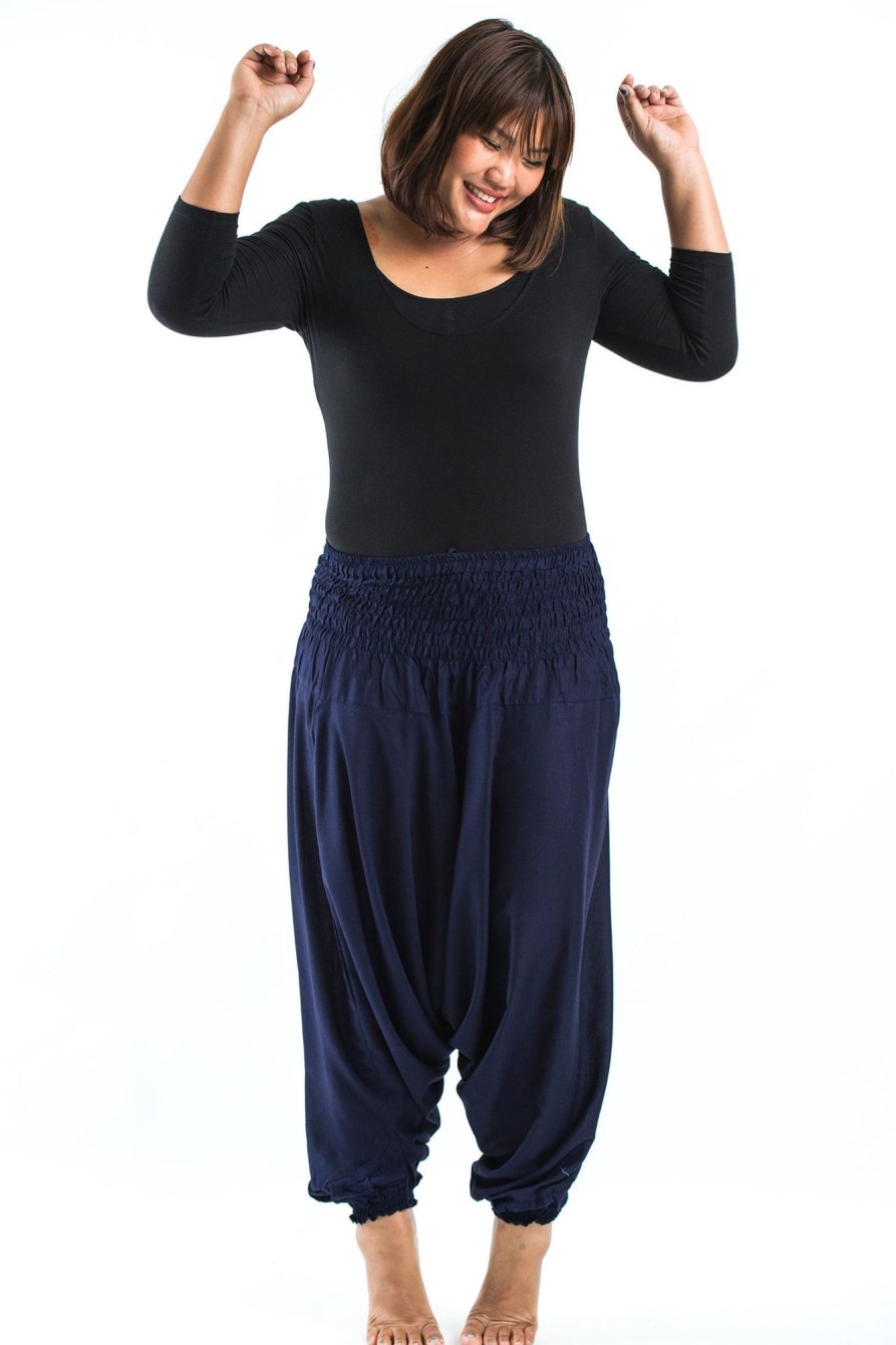 Plus Size HaremPants | Plus Size Solid Color 2-In-1 Jumpsuit Harem Pants In Blue