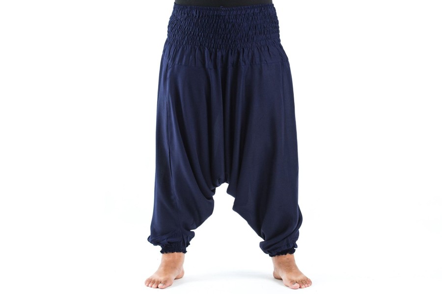 Plus Size HaremPants | Plus Size Solid Color 2-In-1 Jumpsuit Harem Pants In Blue