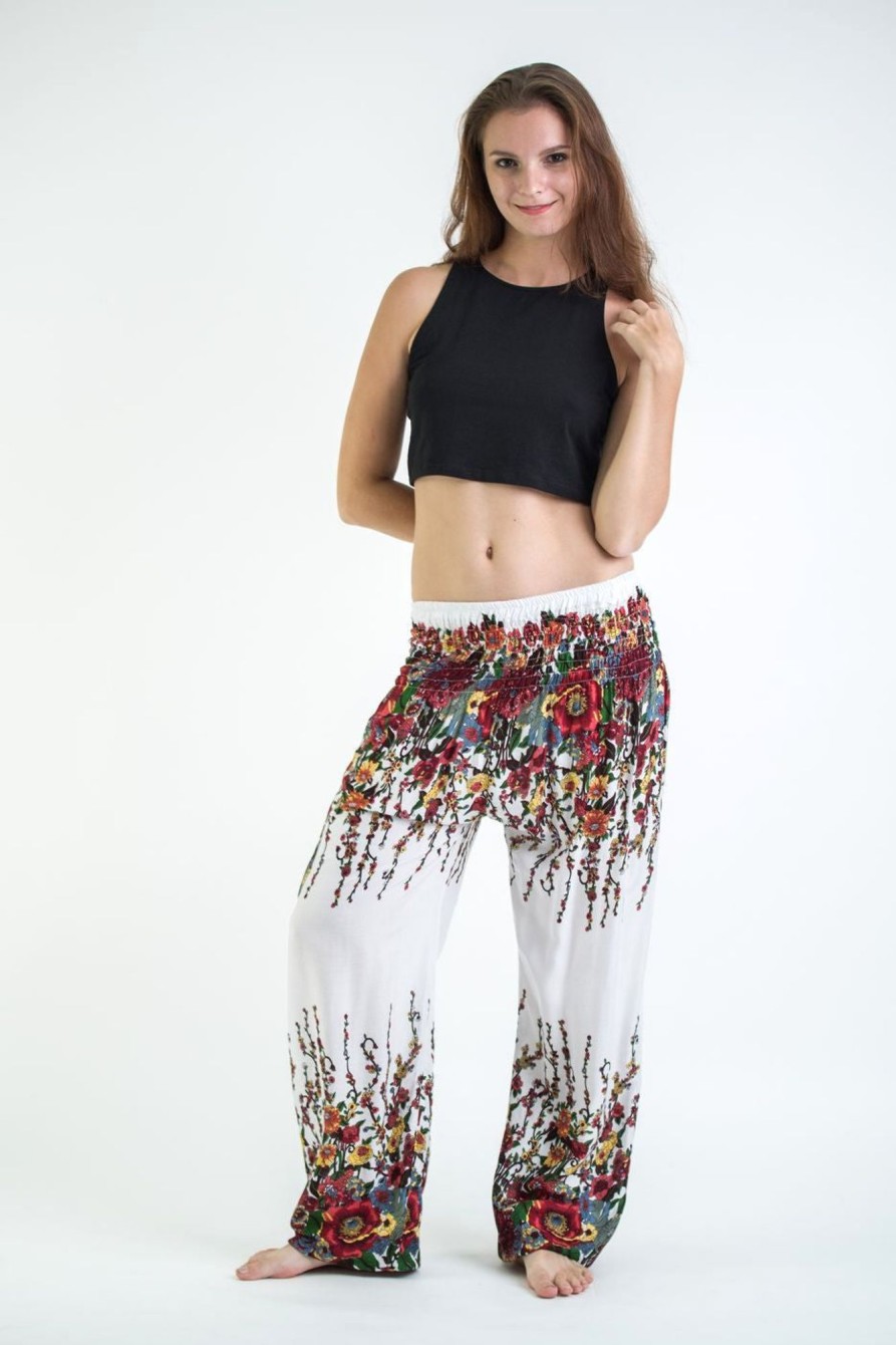 Women HaremPants | Floral Women'S Harem Pants In White