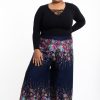 Plus Size HaremPants | Plus Size Floral Palazzo Style Harem Pants In Blue