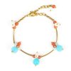 Accessories HaremPants | Brass Bracelet With Brass And Stone Beads Blue