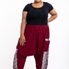 Plus Size HaremPants | Plus Size Elephant Aztec Cotton Women'S Harem Pants In Red