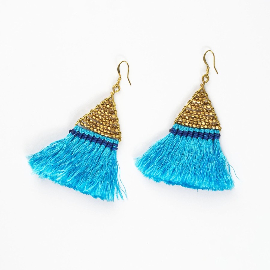 Accessories HaremPants | Tassels Brass Earrings Blue