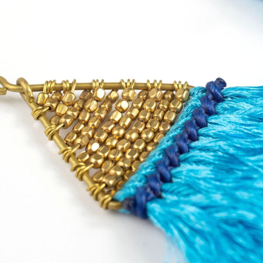 Accessories HaremPants | Tassels Brass Earrings Blue