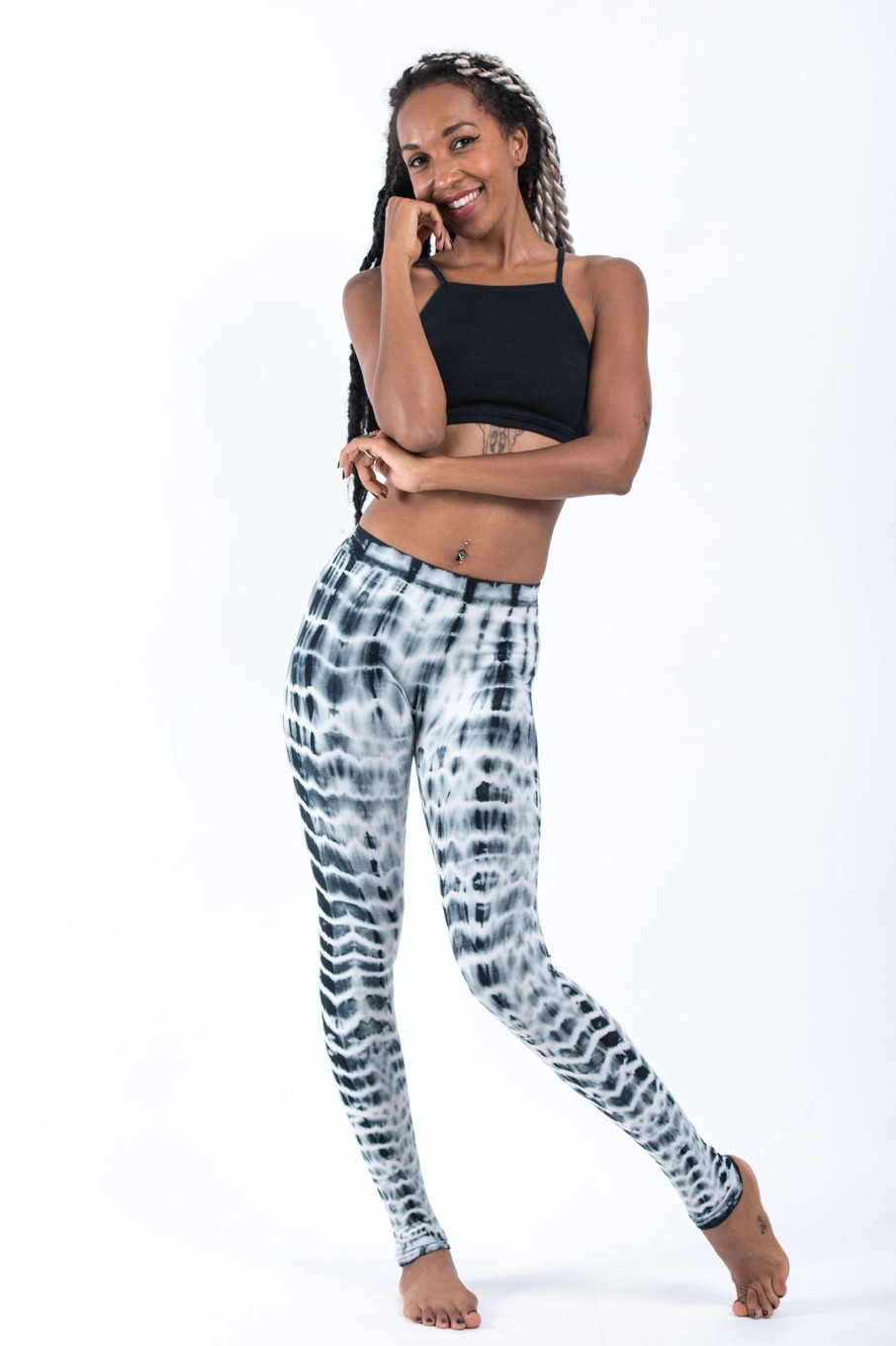 Women HaremPants | Melting Stripes Tie Dye Cotton Leggings In Gray