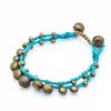 Accessories HaremPants | Brass Bell Waxed Cotton Bracelets In Turquoise