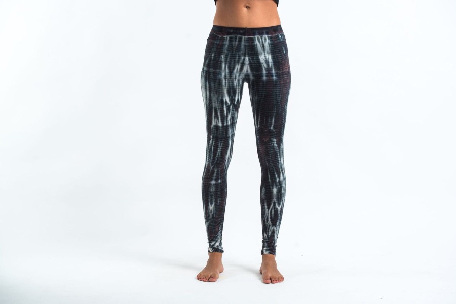 Women HaremPants | Lightning Stripes Tie Dye Cotton Leggings In Black And White Black White