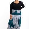 Women HaremPants | Plus Size Marble Mandalas 2-In-1 Jumpsuit Harem Pants In Turquoise