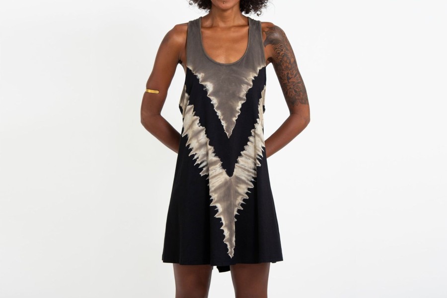 Women HaremPants | Tie Dye Cotton Tank Dress In 01 Black