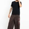 Men HaremPants | Men'S Drawstring Pinstripes Cotton Pants With Aztec Pocket In Brown