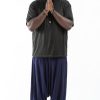 Plus Size HaremPants | Plus Size Solid Color Drop Crotch Men'S Harem Pants In Blue