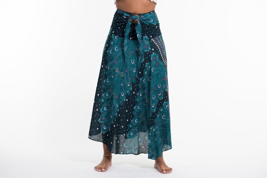 Women HaremPants | Peacock Handkerchief Midi Skirt In Turquoise