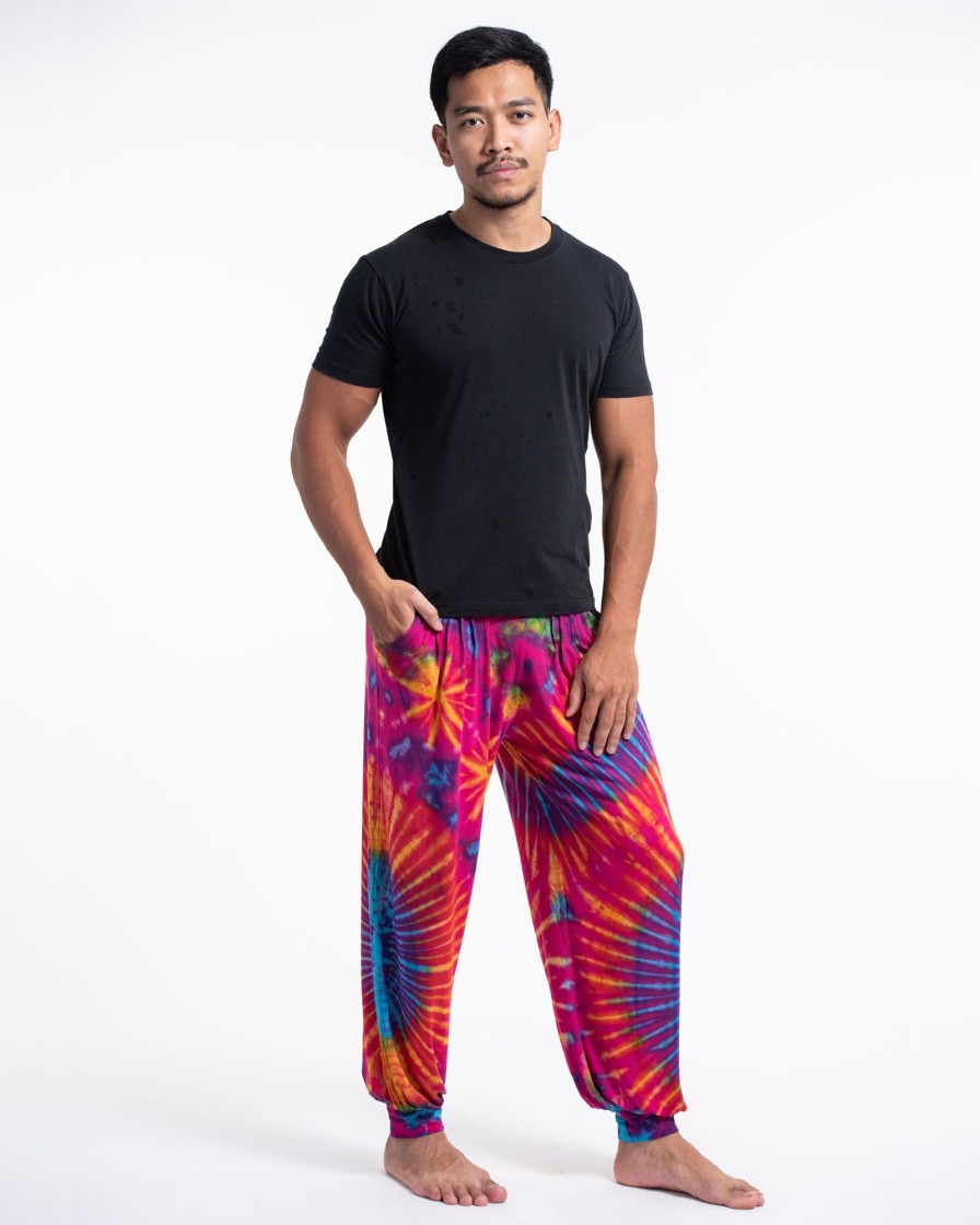 Men HaremPants | Tie Dye Cotton Men Harem Pants In Pink