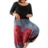 Plus Size HaremPants | Plus Size Geometric Mandalas 2-In-1 Jumpsuit Harem Pants In Red