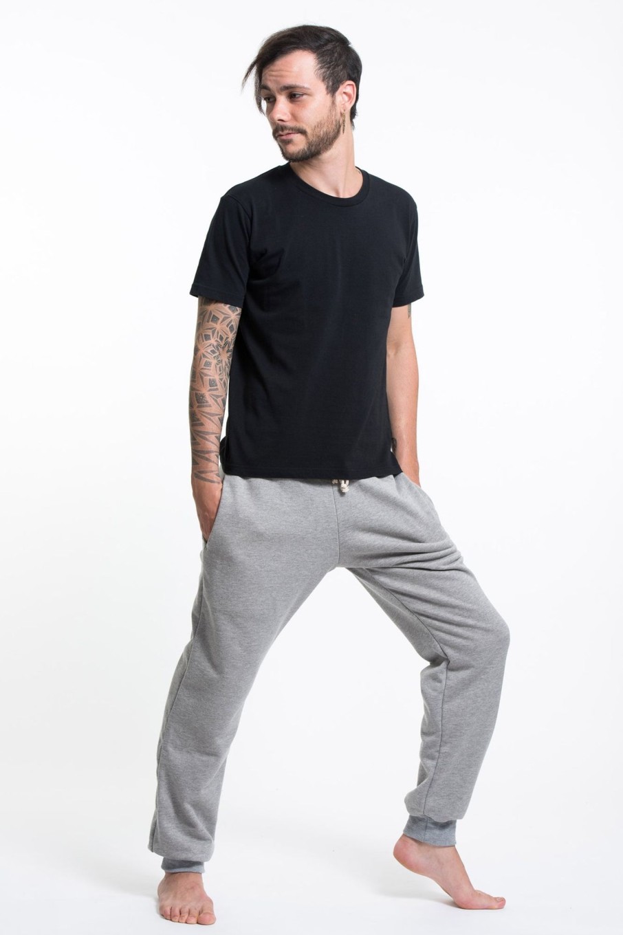 Men HaremPants | Men'S Terry Pants With Aztec Pockets In Gray