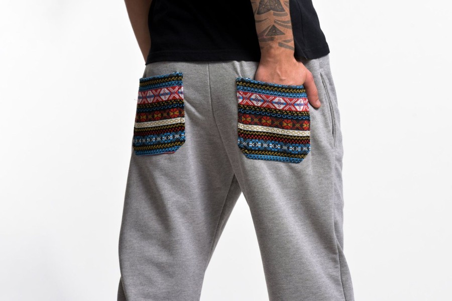 Men HaremPants | Men'S Terry Pants With Aztec Pockets In Gray