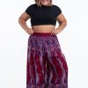 Plus Size HaremPants | Plus Size Paisley Feathers Palazzo Style Harem Pants In Red