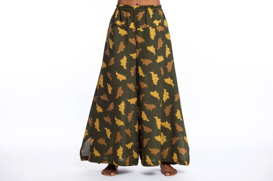 Women HaremPants | Leaves Women'S Cotton Palazzo Pants In Green