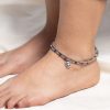 Accessories HaremPants | Hand Made Fair Trade Anklet Double Strand Silver Beads Elephant Grape