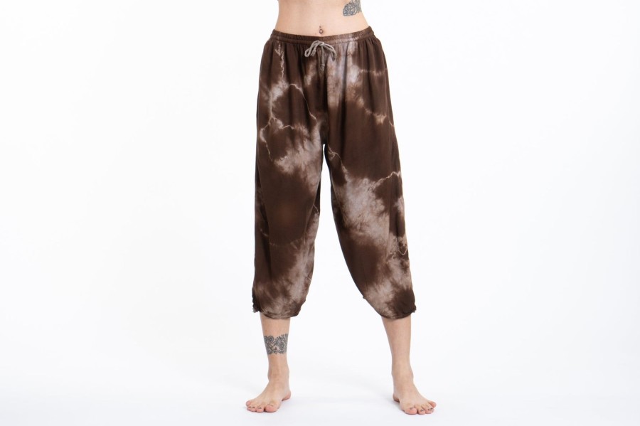 Women HaremPants | Women'S Tie Dye Drawstring Yoga Massage Cropped Pants In Brown