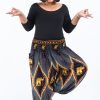 Women HaremPants | Plus Size Peacock Elephant Women'S Elephant Pants In Black