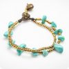 Accessories HaremPants | Brass Bead And Stone Double Strand Bracelets Turquoise