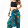 Women HaremPants | Peacock Eye 2-In-1 Jumpsuit Harem Pants In Turquoise