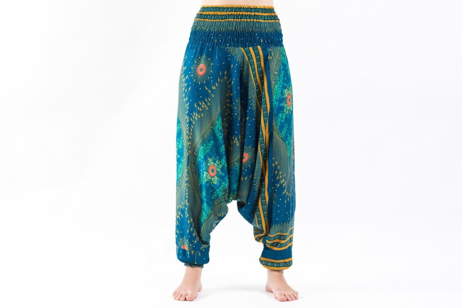 Women HaremPants | Peacock Eye 2-In-1 Jumpsuit Harem Pants In Turquoise