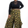 Plus Size HaremPants | Plus Size Leaves Women'S Cotton Palazzo Pants In Green