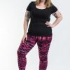 Plus Size HaremPants | Plus Size Melting Stripes Tie Dye Cotton Leggings In Magenta