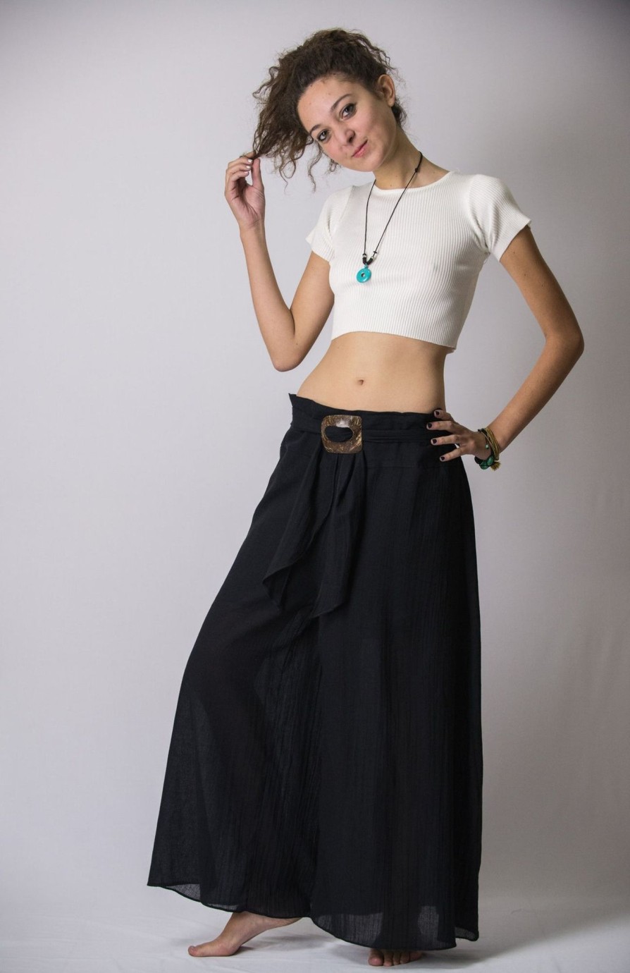 Women HaremPants | Women'S Thai Harem Palazzo Pants In Solid Black