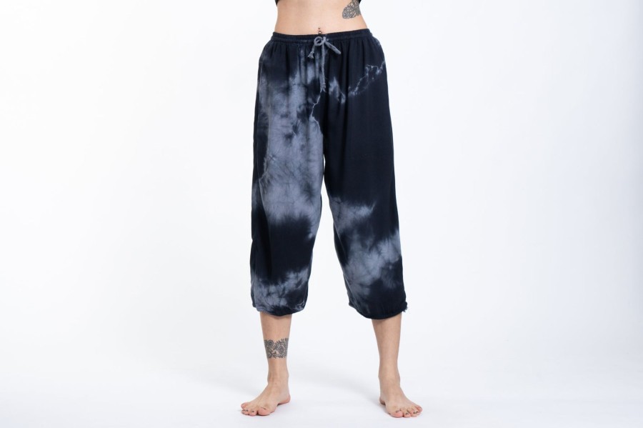 Women HaremPants | Women'S Tie Dye Drawstring Yoga Massage Cropped Pants In Black