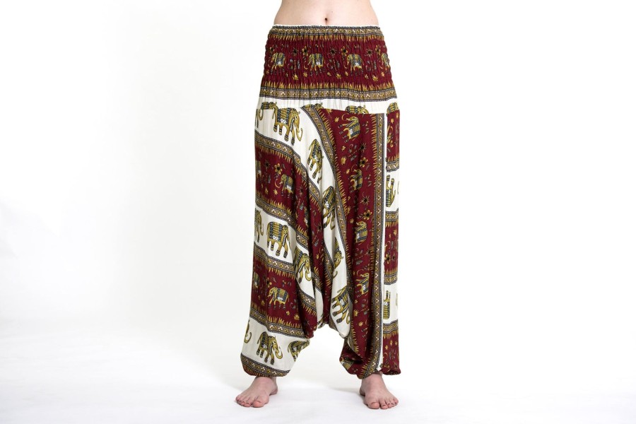 Women HaremPants | Elephant Bliss 2-In-1 Jumpsuit Elephant Pants In Red